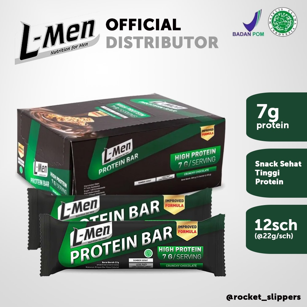 

L-Men Protein Bar Crunchy Chocolate 12 sachet - Camilan Rendah Lemak Tinggi Protein
