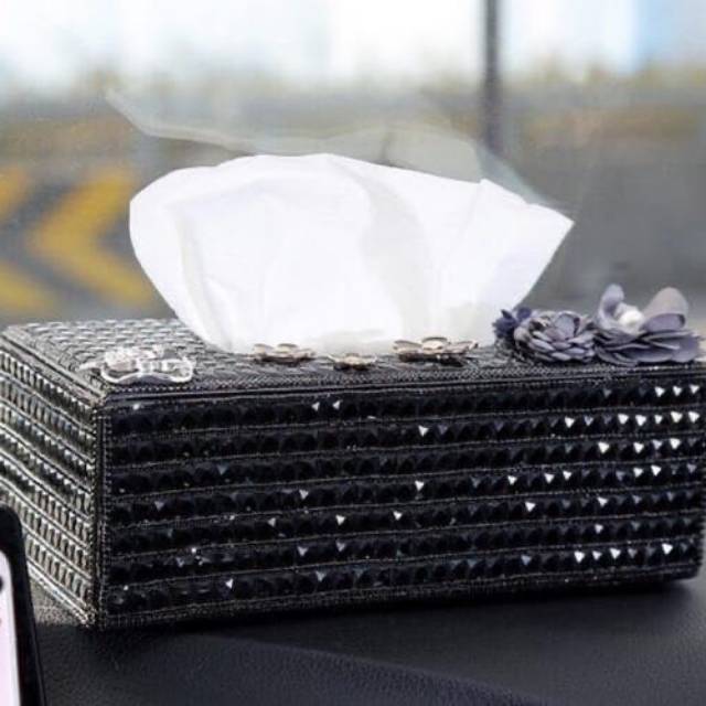 Tempat tissue mobil kitak tissu mobil hitam blink Kotak Tisu Mobil Elegant Full Permata Bling