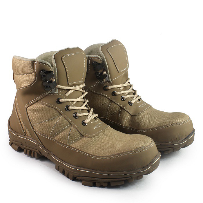 MS SHOP - Sepatu Terbaru Pria Walkers Hyuga Cream Tinggi Boots Sefty Hiking Gunung Tracking Laki