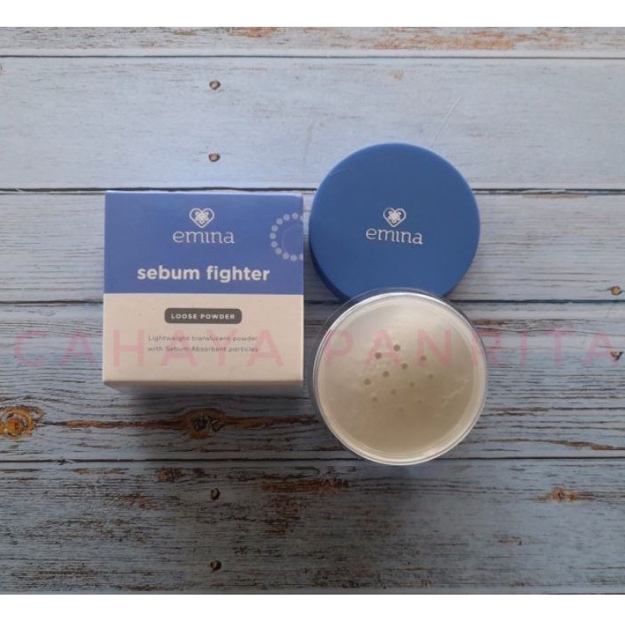Emina ms pimple Sebum Fighter Loose Powder/bedak tabur emina ms pimple/bedak tabur wajah jerawat/bed