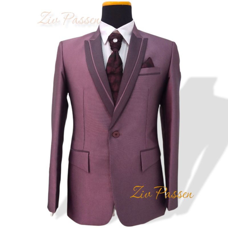 Setelan Jas Pengantin Pria Warna Dark Taro/ Mauve/Plum Ungu Muda