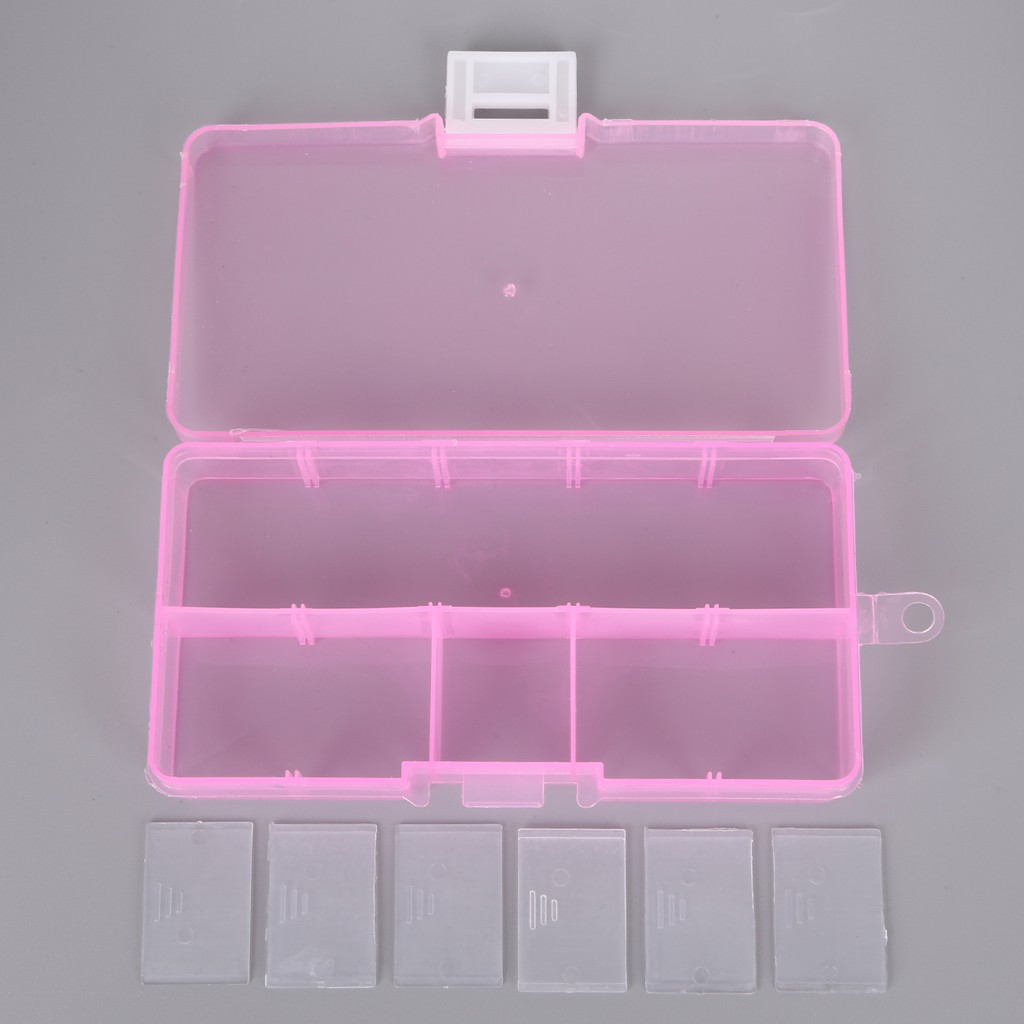 10 Slots Adjustable Transparent Jewelry Storage Box Ring Earring Drug Pill Beads Portable Plastic Organizer Case Travel Bins