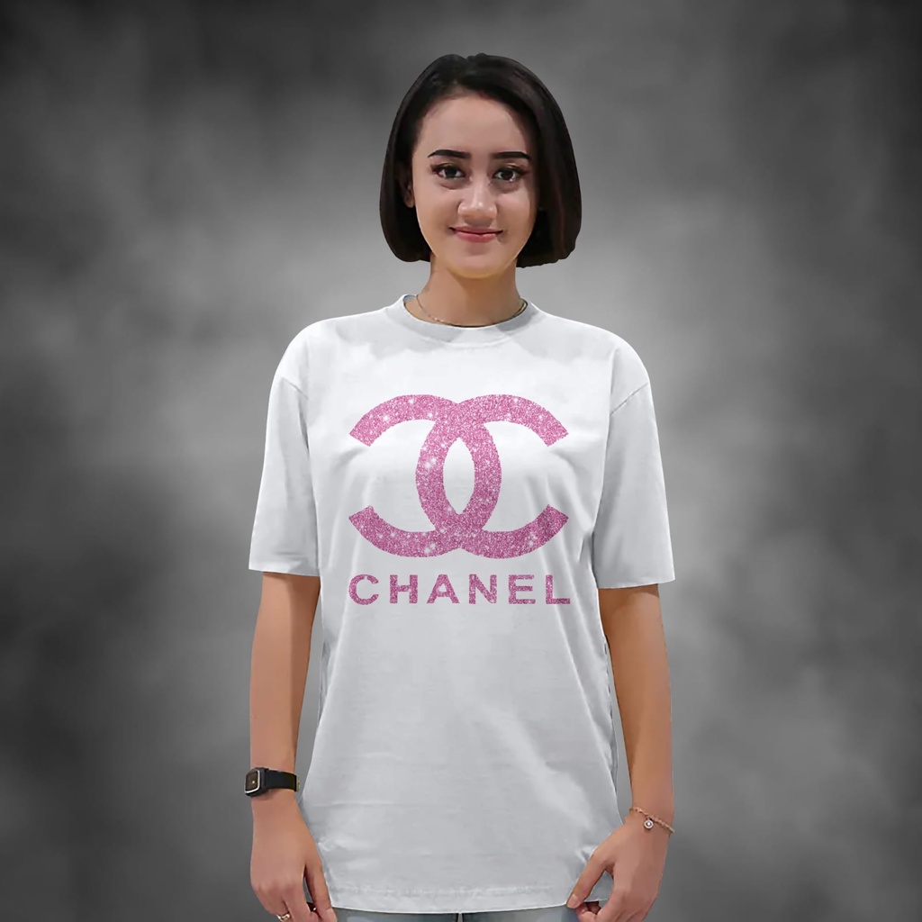 Kaos Wanita Lengan Pendek Chnl Warna Putih Atasan