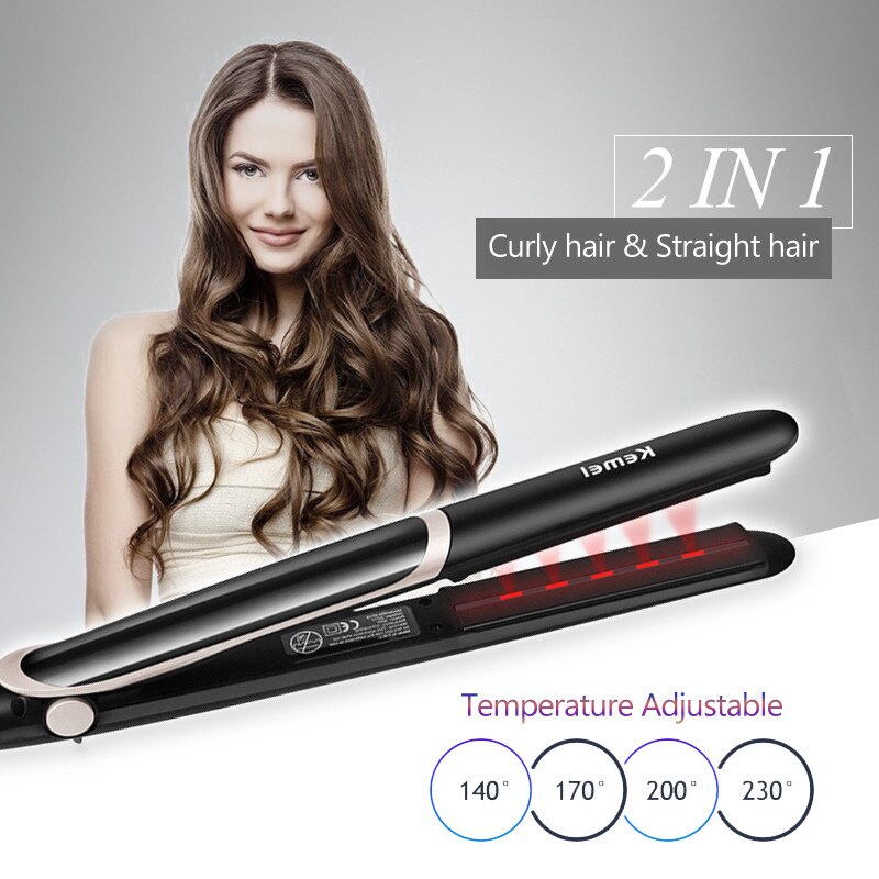 ( COD ) Kemei KM 2219 INFRARED 2IN1 Catokkan Mengeriting dan Meluruskan Rambut Otomatis Kontrol Suhu-TARABABYSTORE