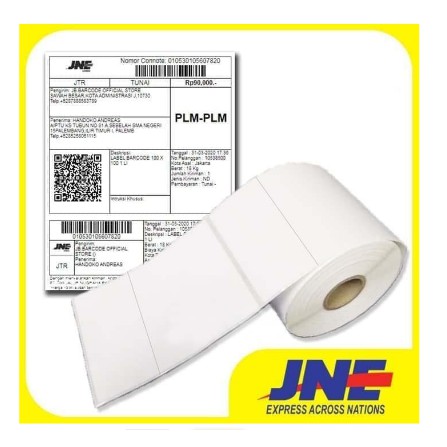 STIKER LABEL BARCODE SEMICOAT 102X127 GAP PORPORASI ISI 500 STICKER RESI JNE JNT PENGIRIMAN PRINTER BARCODE TRANSFER THERMAL