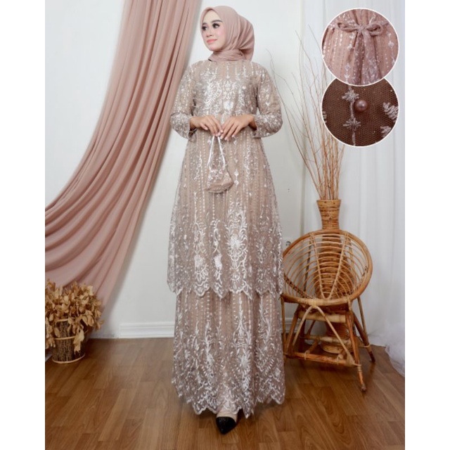 GAMIS TULLE TINGKAT BUSUI / KEBAYA TULLE / BAJU PESTA MODERN / GAMIS BUSUI / GAMIS WISUDA / GAMIS MODEREN TERBARU/DFS