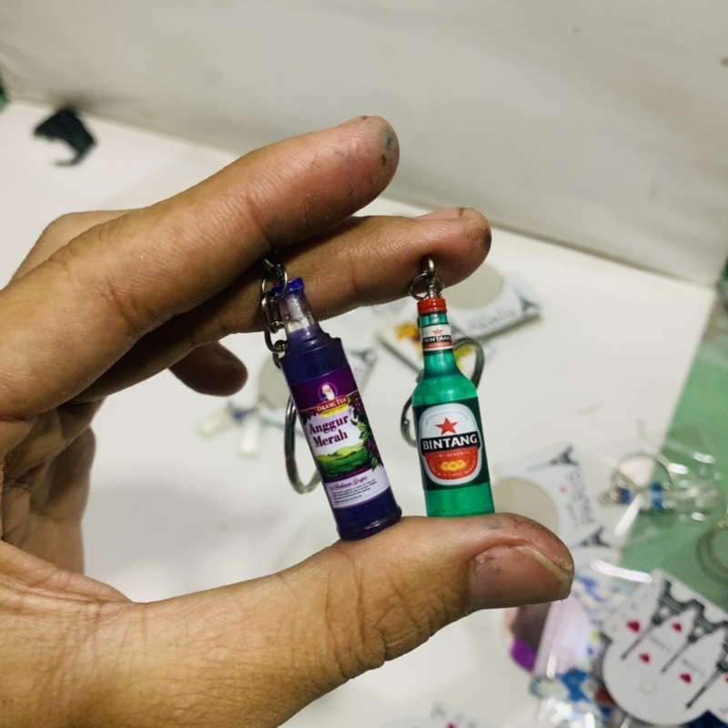 (PH) MINIATUR GANTUNGAN KUNCI BOTOL BR BINTANG | ANGGUR GANTUNGAN KUNCI MINIATOR TEH KOTAK