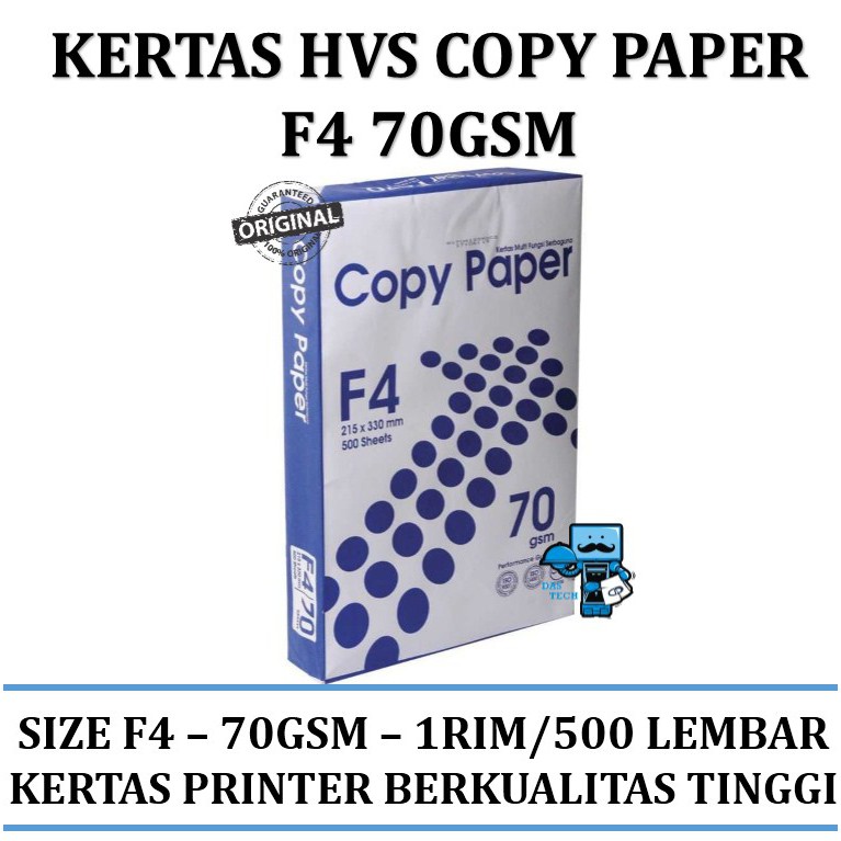 

Kertas HVS Copy Paper F4 70Gram 1 rim / 500 lembar High Quality