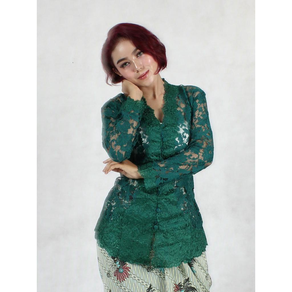 Kebaya Brokat Hijau Botol Senada 825