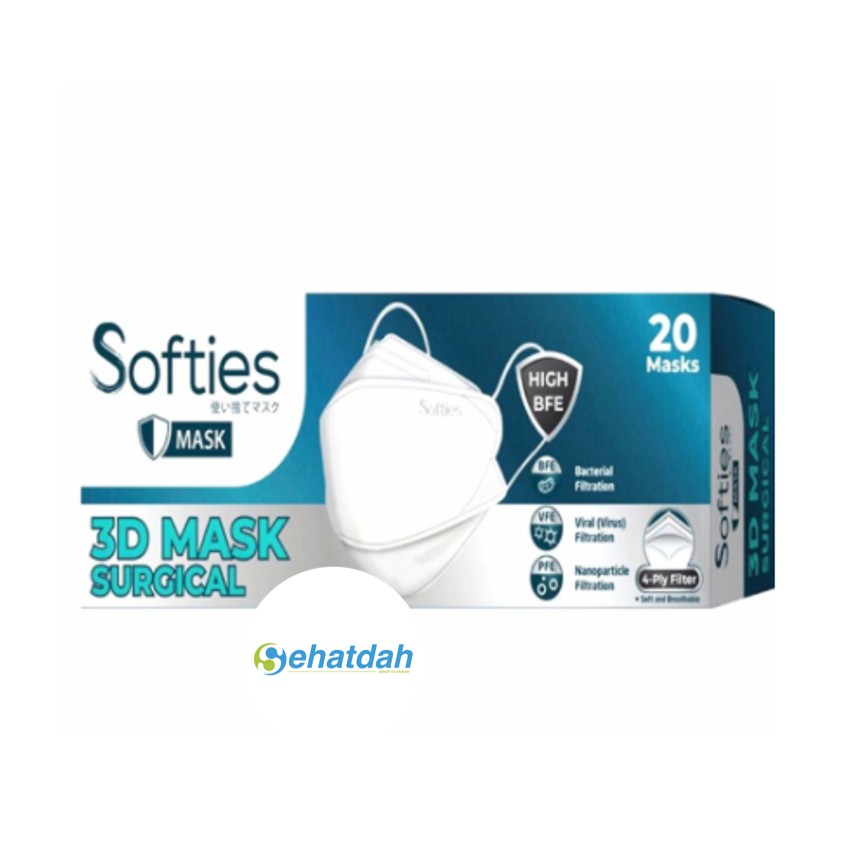 Softies Masker 3D Surgical 4Ply - 20 pcs / box