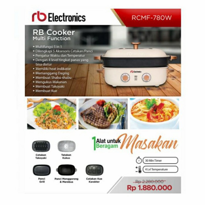 Electric Multi Function Cooker 5in1 RB electronic RC-MF-780W - MF780W