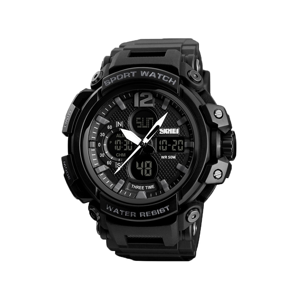 Jam Tangan Pria Digital Analog Skmei  1343 Black Water 