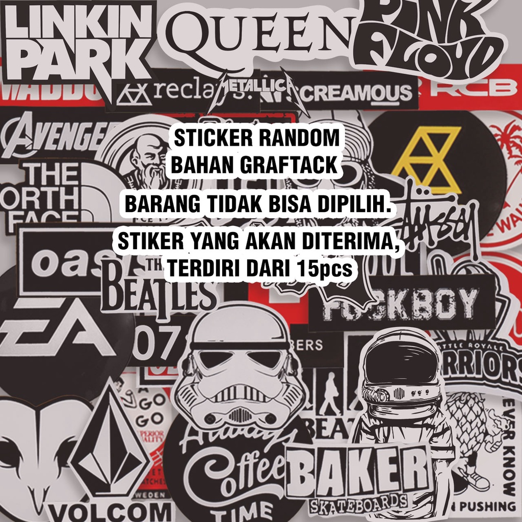 STIKER GRAFTAC - 15pcs STIKER RANDOM - STIKER AESTHETIC LAPTOP, AKSESORIS HP, ANTI AIR, MOTIF,HELM.