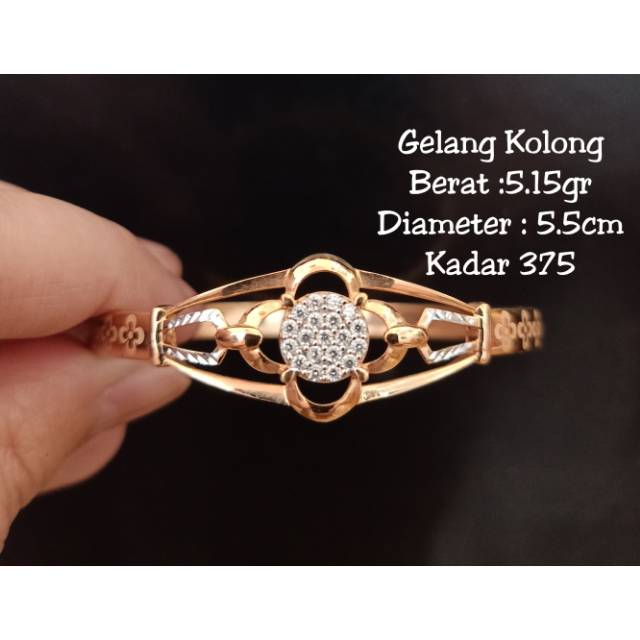 Gelang Emas Model Kolong Mata Berat 5.15gr Kadar 375