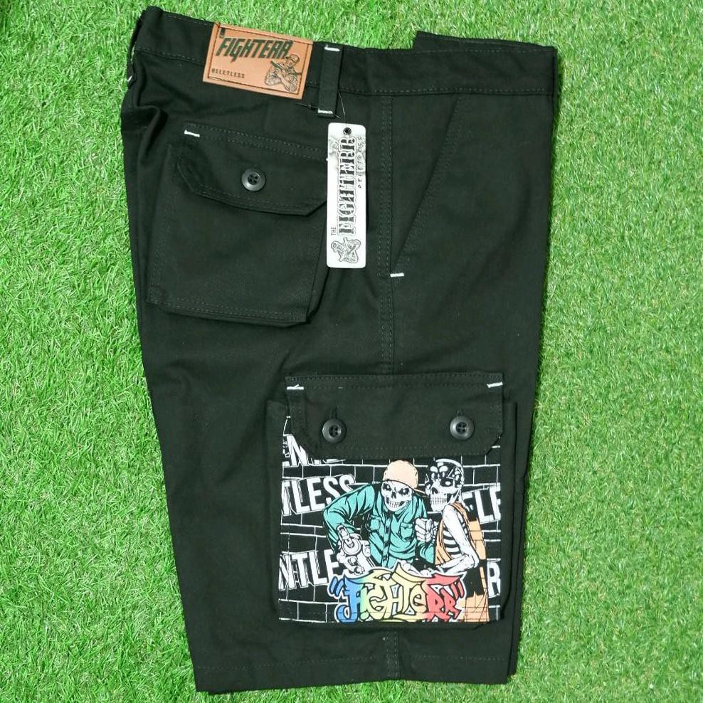 CELANA CARGO PENDEK HITAM PRIA DEWASA ANAK ANAK CELANA KEMPOL HITAM