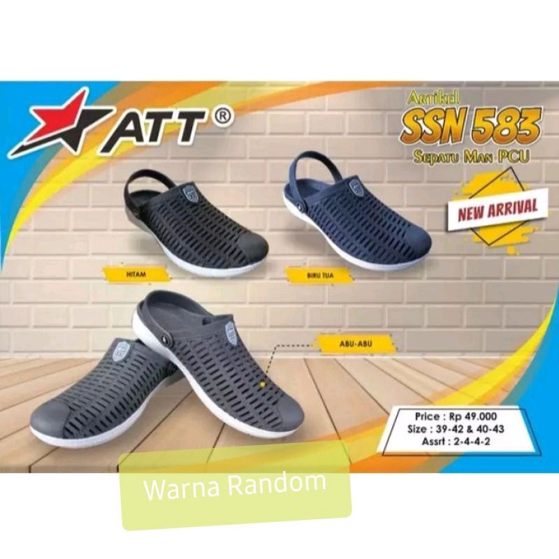 Sepatu slop Pria, slip on, full karet.