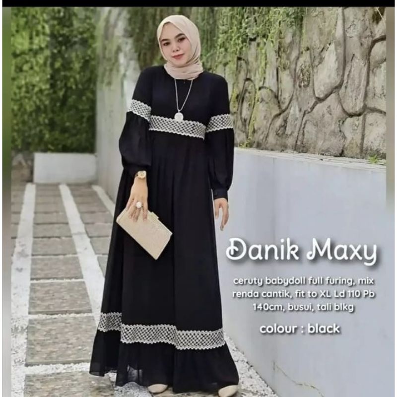 Danik Maxy Gamis Ceruty babydoll Polos Full Puring Jumbo Gamis Renda Terbaru Gamis Busui Polos Gamis