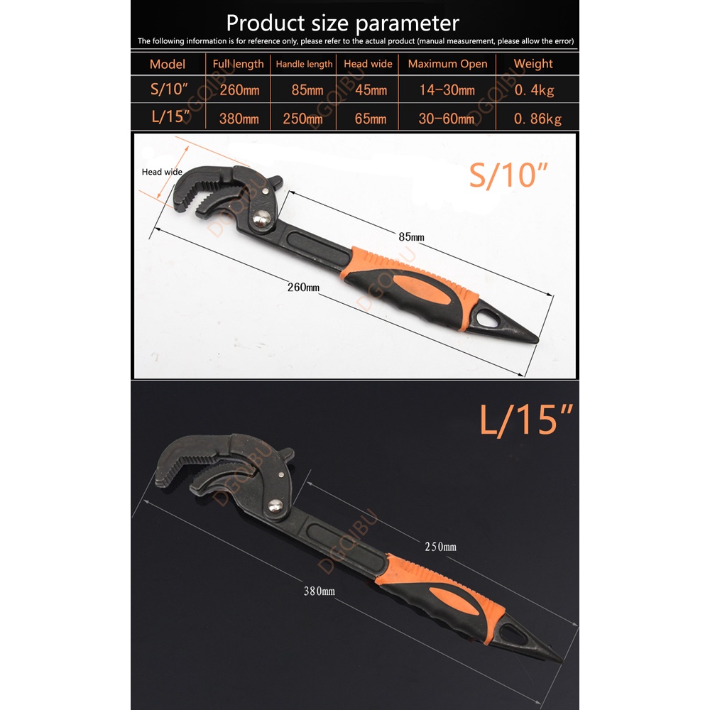 KUNCI PIPA LEDENG WRENCH PIPE  MODEL RAPID BUKAAN 14 MM - 30 MM 10 inch