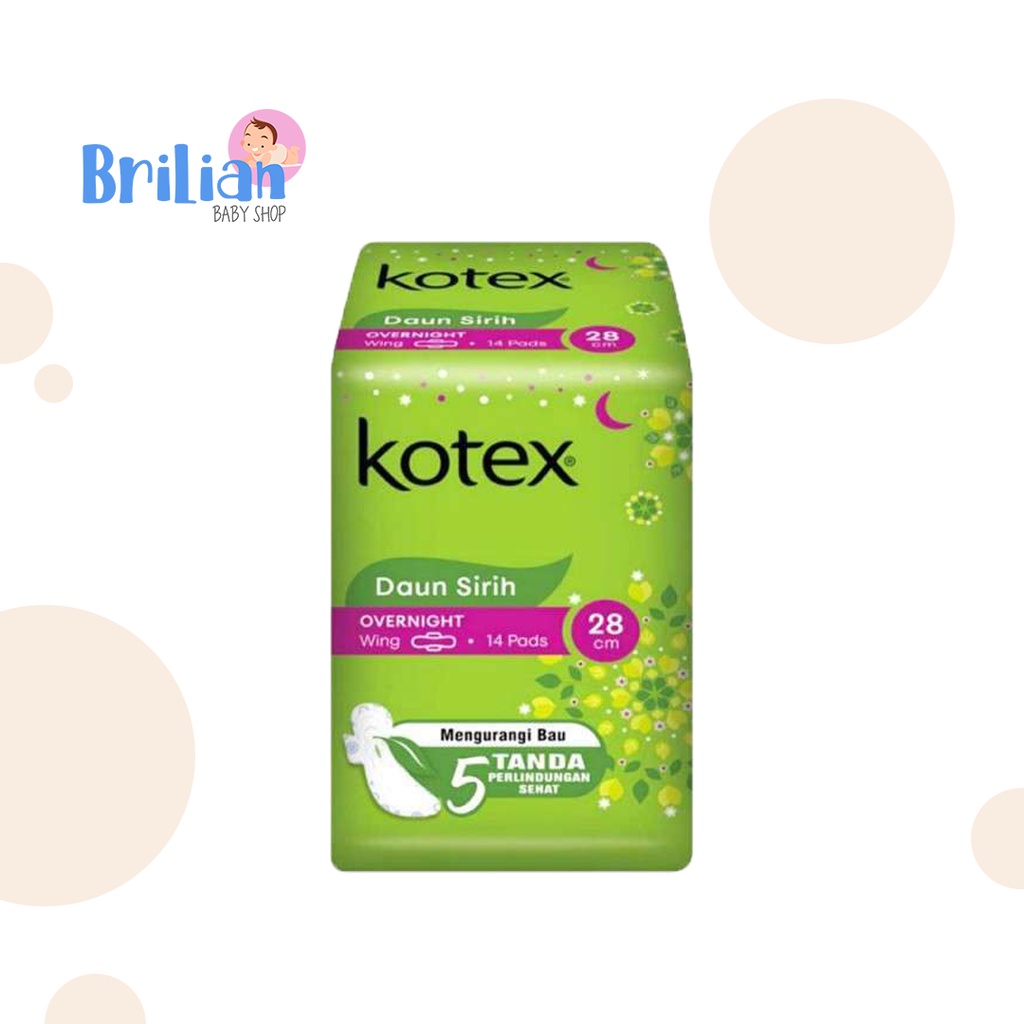 Kotex Daun Sirih Overnight Wing ( 28 cm ) |Pembalut Kotex Daun Sirih Bersayap 14 Pads