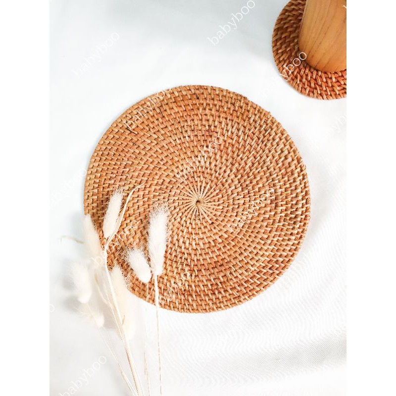 PLACEMAT ROTAN coaster alas tatakan dekorasi piring gelas anyaman