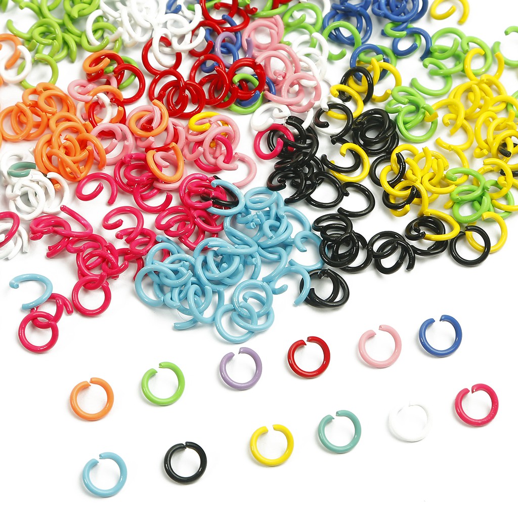 50 Pcs Dia 8 mm Opening Hair Ring Braid Bead Dreadlock Iron Painting Candy Color Clip Braid for Styling Braided Braids Decorative DIY