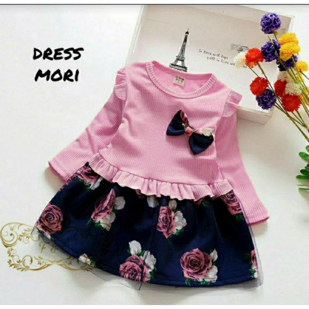 PCS DRESS MORI KID BAHAN BABYTERRY FE PAKAIAN ANAK PEREMPUAN