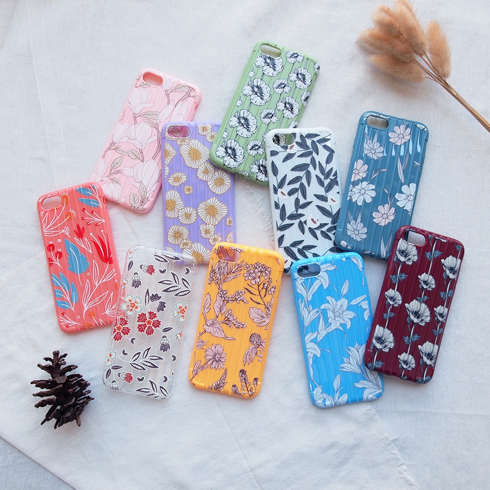 SOFTCASE IPHONE 6 6PUS 7 7PLUS  8 8PLUS 11 12 XS MAX CASE MOTIF BUNGA SOFTCASE KOPER MOTIF