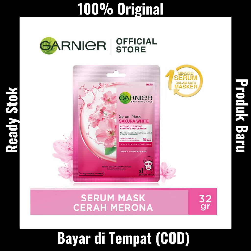 Garnier serum mask sakura white | Garnier serum mask | masker sheet | masker serum | sheet mask garn