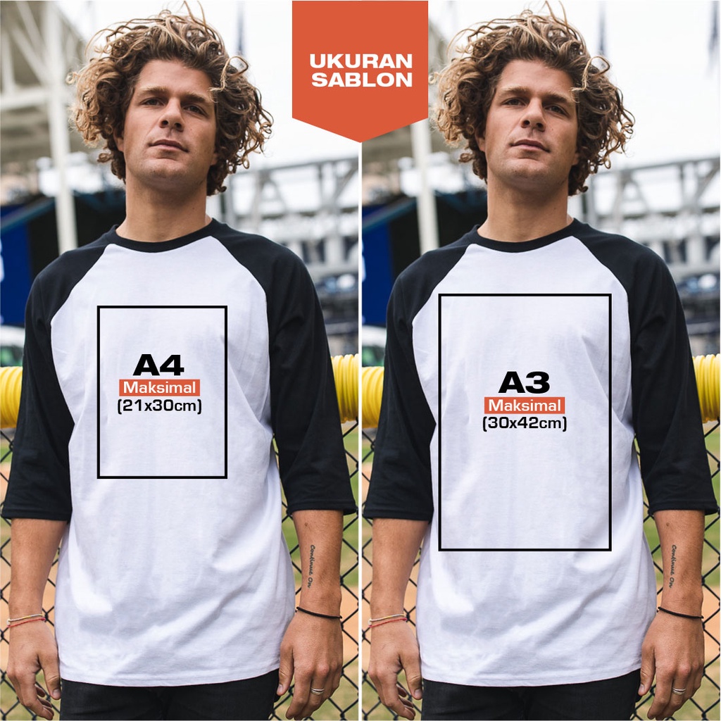 Kaos Custom Satuan Sablon DTG New States Apparel Raglan Lengan 3/4 Cotton 24s - 7260
