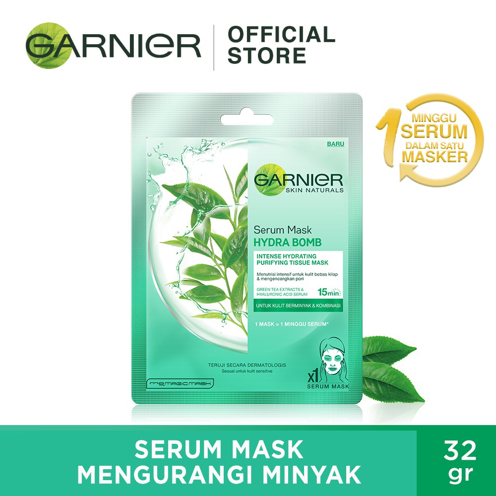 Garnier Serum Mask Hydra Bomb Green Tea Skin Care (Masker ...