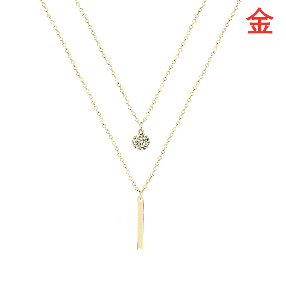 Kalung Rantai Klavikula Ganda Bentuk Bulat Untuk Aksesoris-gold