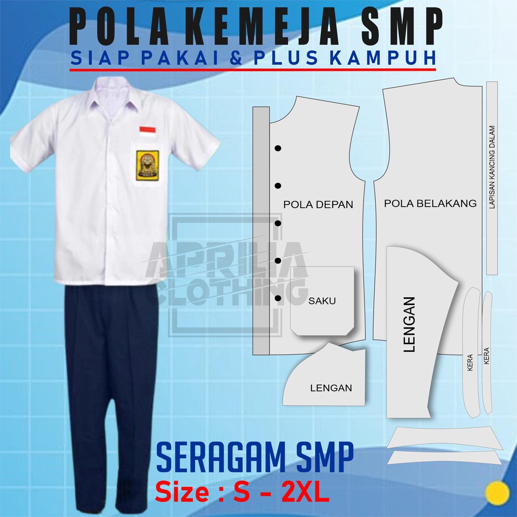 POLA SERAGAM SEKOLAH | POLA KEMEJA SMP | POLA BAJU SEKOLA |POLS SMP