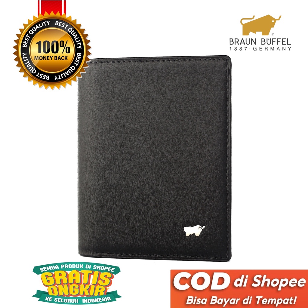 TOKOKOE - Dompet Pria model Berdiri bahan Kulit Premium Dompet Lipat - BB 5101 Black