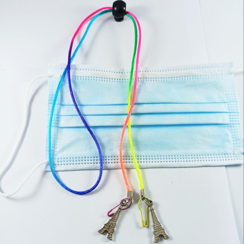 STRAP MASKER PELANGI - Lanyard Rantai Tali Kalung Masker  Gaya Korea - Strap Mask Chain handmade