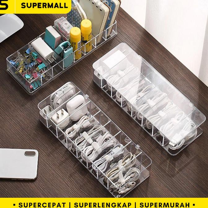 

(BISA COD) SUPERMALL Cable Organizer - Kotak Penyimpanan Kabel & Charger - 8 Grid TERPERCAYA Kode 630