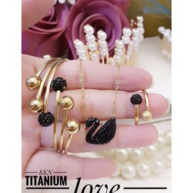 TiTanium set gelang kalung dan cincin
