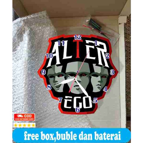 JAM DINDING KARAKTER ALTER EGO KOLEKSI UNIK E-SPORTS BESAR KAYU VINTAGE SOUVENIR JAM CAFE Kevinart