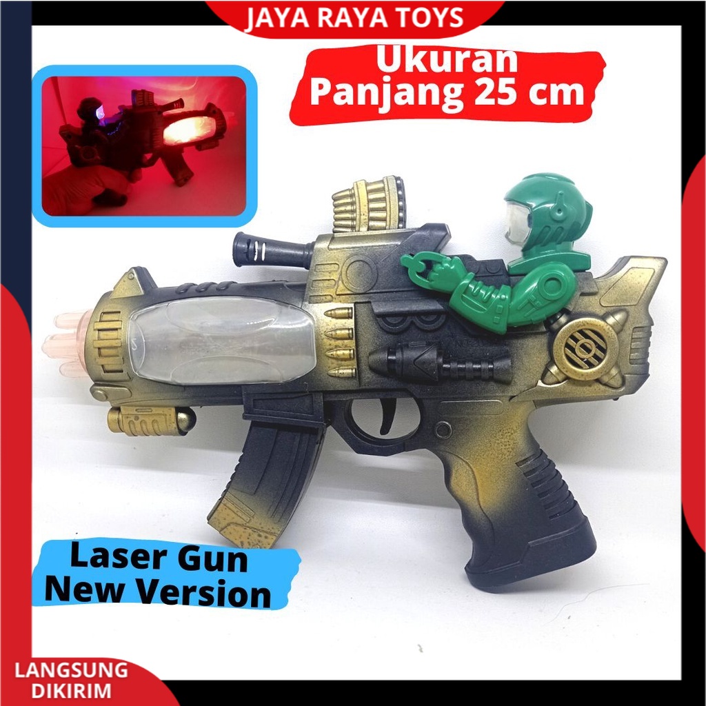 Mainan Anak Pistol Tembakan Laser Baterai LED / Mainan Tembak Nyala Lampu Dan Musik Terbaru