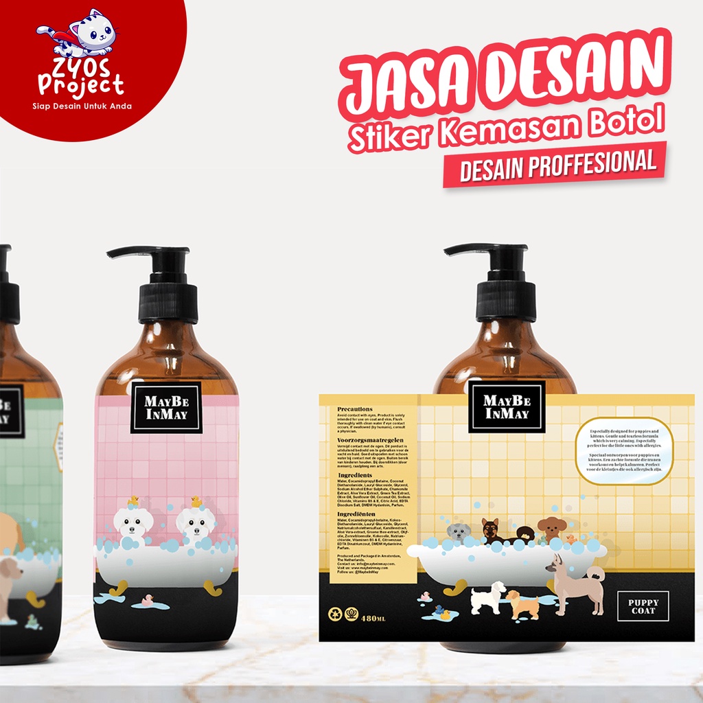 Jasa Desain Stiker Kemasan Botol Body Care | Hair Care | Makanan | Minuman