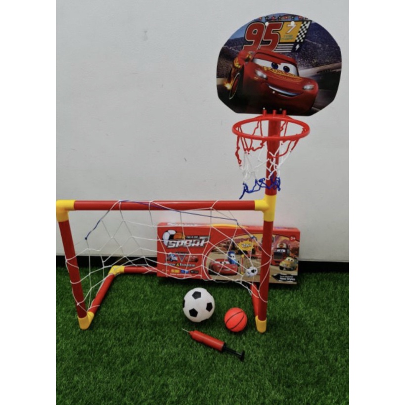 Mainan Anak Mainan Edukasi Gawang Bola dan Ring Basket 2in1