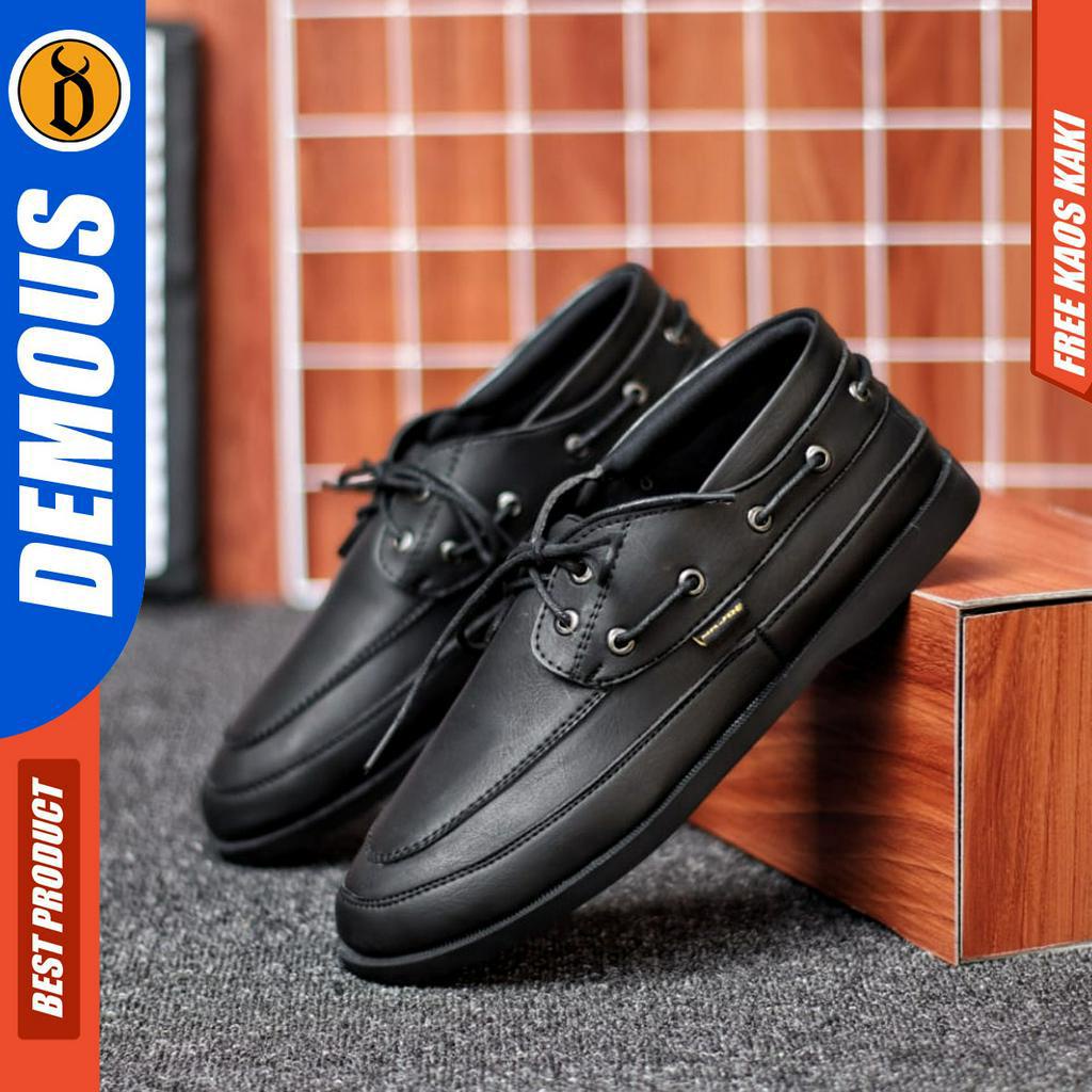 DEMOUS DARIO - Sepatu Pantofel Kerja Formal Casual Hitam Pria