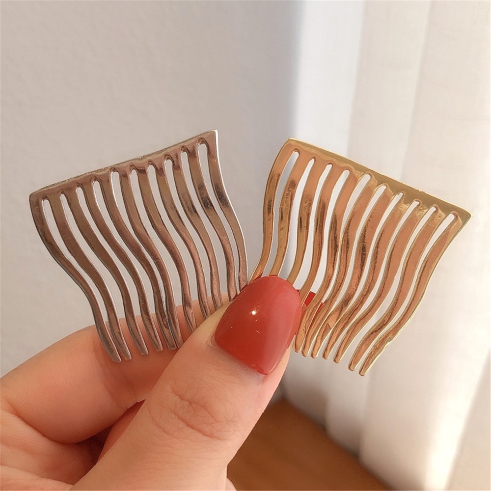 2 pcs Set Metal Non-marking Poni Jepit Rambut | Aksesoris Klip Sisir Rambut Korea Hiasan Kepala Belakang Anak Perempuan