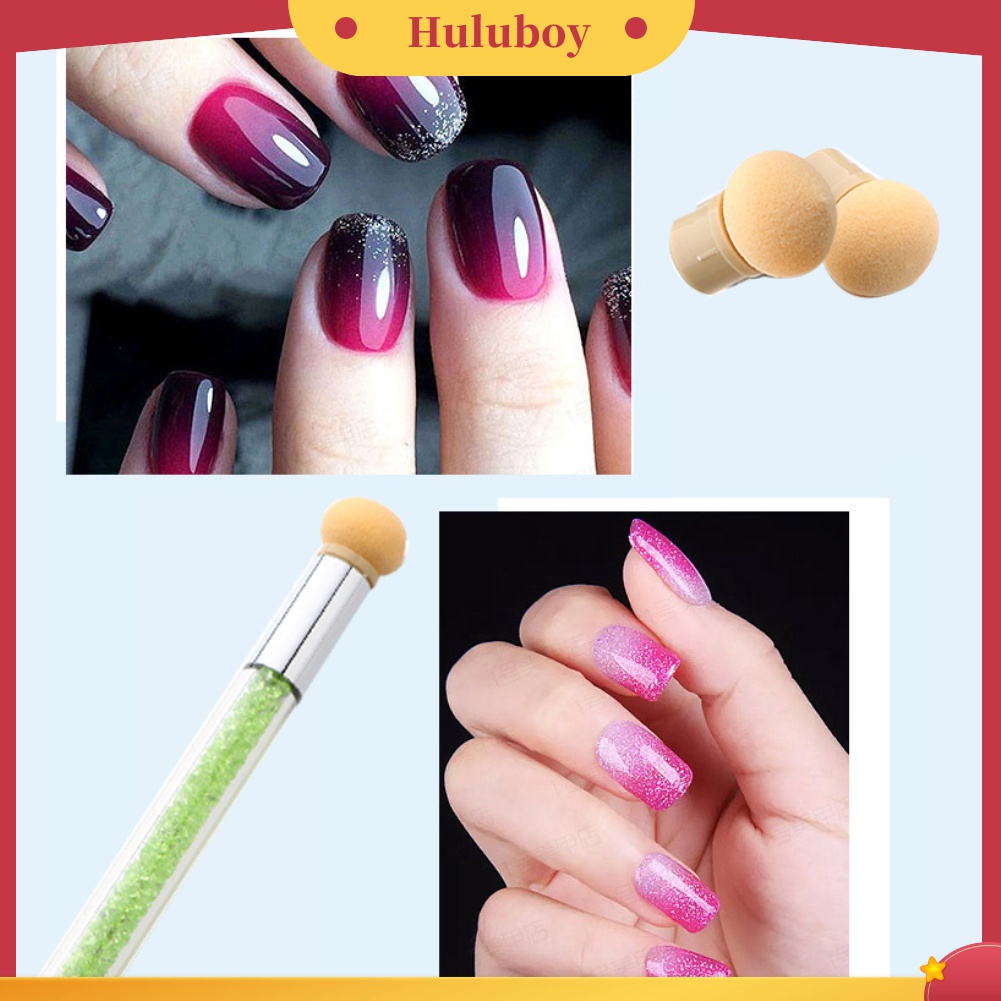 Huluboy Huluboy♡ Brush Spons Silikon Dua Sisi Untuk Shading / Melukis Kuku