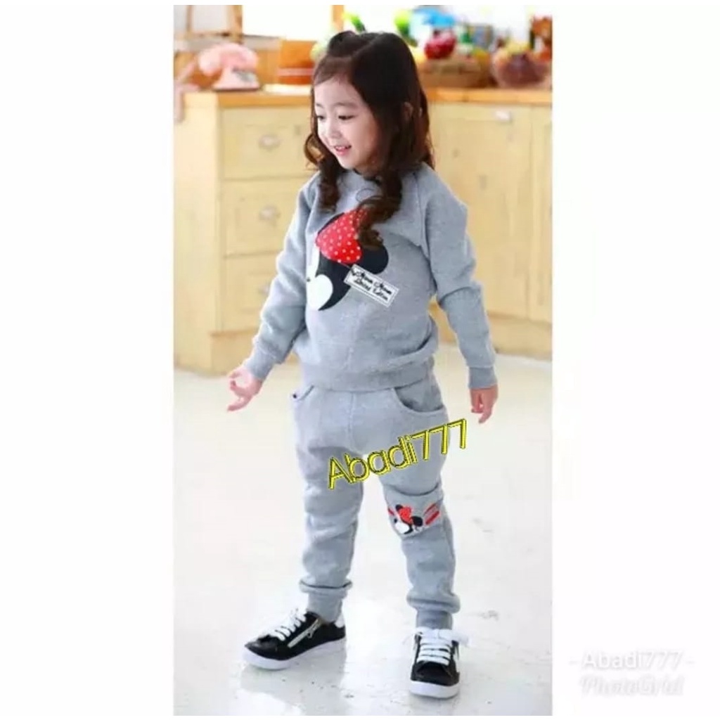 setelan anak perempuan minimouse sweater joger anak 1-6 tahun