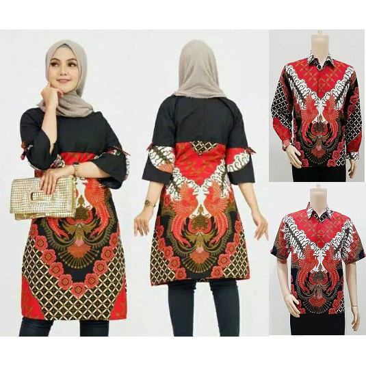 Sarimbit Couple Set Keluarga Muslim Tunik Batik 2662 Vina Pola