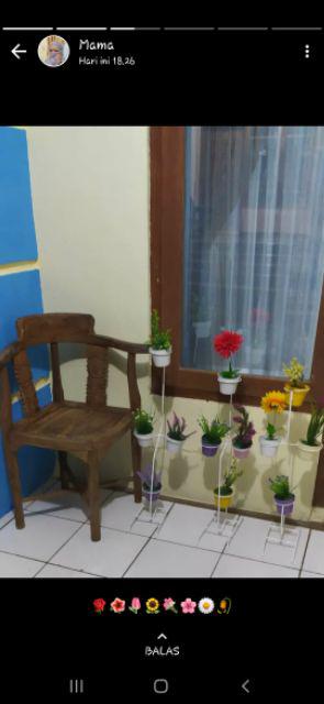 Set Pot + Bunga Hias Rumput Bunga Palsu Bunga Plastik Rumput Artifisial  Hiasan Rumah Shabby Lover