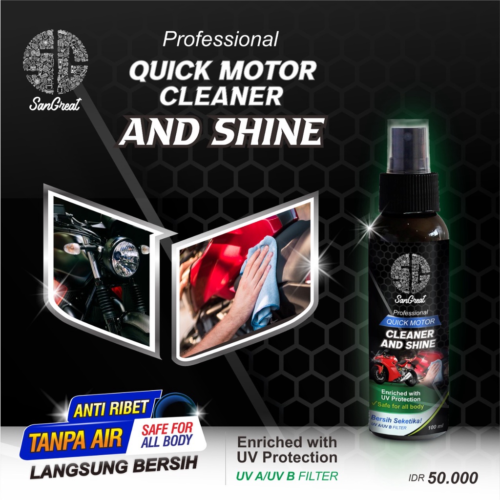 Pembersih Motor Kusam Biar Mengkilap Kinclong Quick Motor Cleaner Tanpa Bilas Pembersih Motor Warna Doff 100 ml