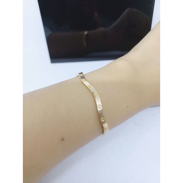 GELANG GELOMBANG CART*R POLOS / GELANG PERAK ASLI SILVER 925 LAPIS EMAS/ GELANG FASHION WANITA