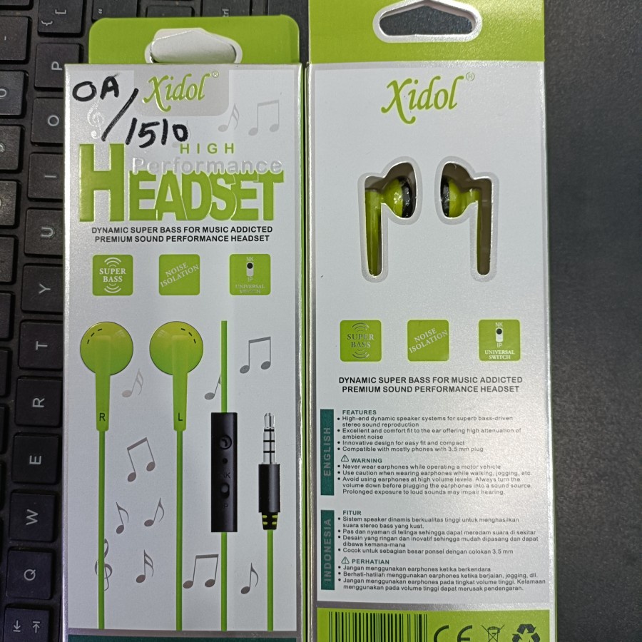 EARPHONES / HEADSET / HANDSFREE XIDOL GO GREEN GG2