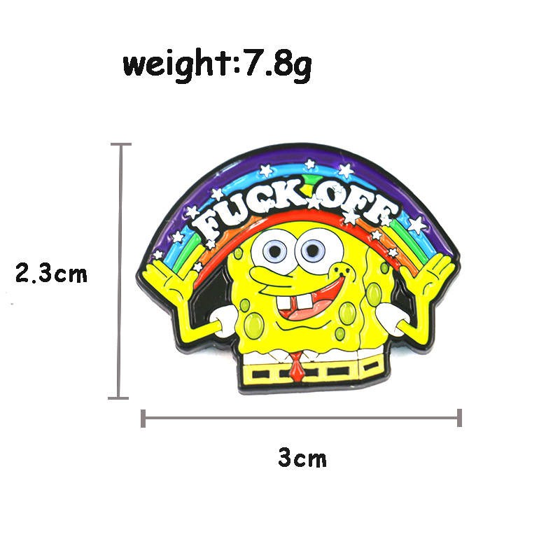 Bros Pin Enamel Bentuk Spongebob Warna Pelangi